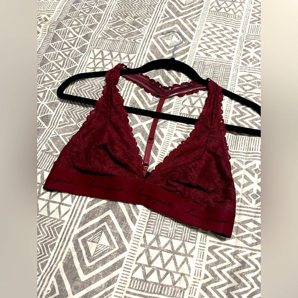 Victoria's Secret PINK  Burgundy Lace Bralette Sz L